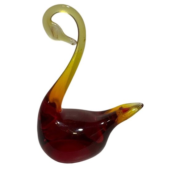 Olands Hyttan Sweden Blown Glass Swan Paperweight Figure 2.75” Stunning - Picture 1 of 8